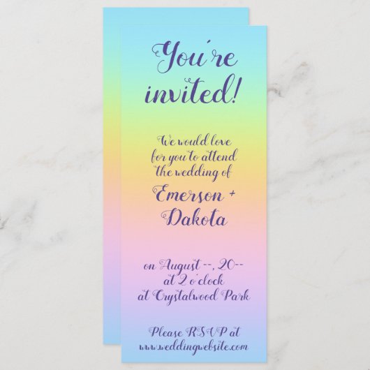 Geweldige pasteelregenboogbruiloft kaart (Voorkant / Achterkant)