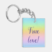 Geweldige pasteelregenboogbruiloft sleutelhanger (Voorkant Links)