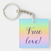 Geweldige pasteelregenboogbruiloft sleutelhanger (Voorkant)