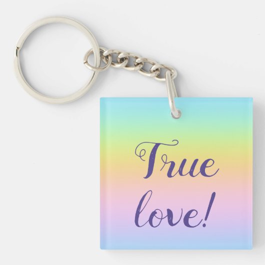 Geweldige pasteelregenboogbruiloft sleutelhanger (Voorkant)