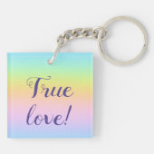 Geweldige pasteelregenboogbruiloft sleutelhanger (Achterkant)