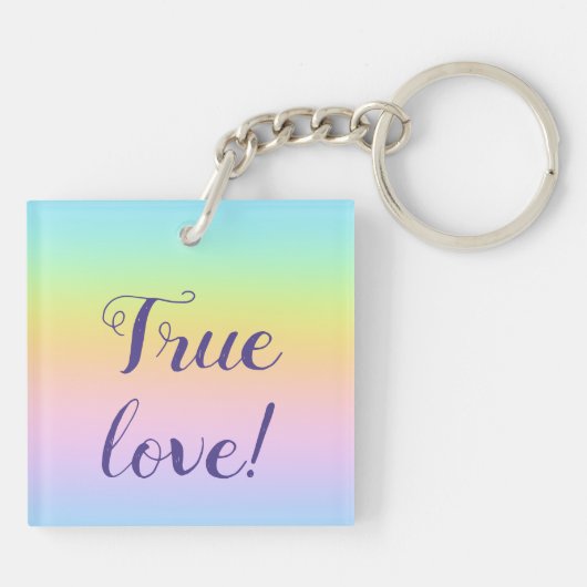 Geweldige pasteelregenboogbruiloft sleutelhanger (Achterkant)