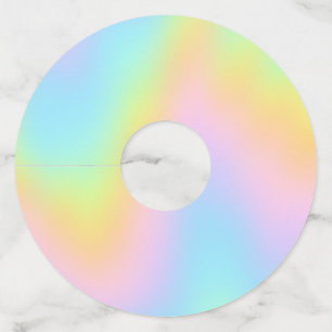Geweldige pasteelregenboogbruiloft wijnglaslabel