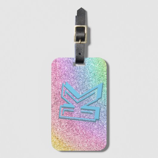 Geweldige pastel Glitter Girly Monogramed Custom Bagagelabel (Voorkant (verticaal))