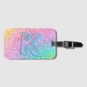 Geweldige pastel Glitter Girly Monogramed Custom Bagagelabel (Voorkant (horizontaal))