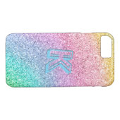 Geweldige pastel Glitter Girly Monogramed Custom Case-Mate iPhone Case (Achterkant (Horizontaal))