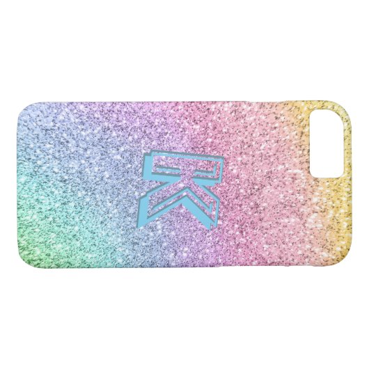 Geweldige pastel Glitter Girly Monogramed Custom Case-Mate iPhone Case (Achterkant (Horizontaal))