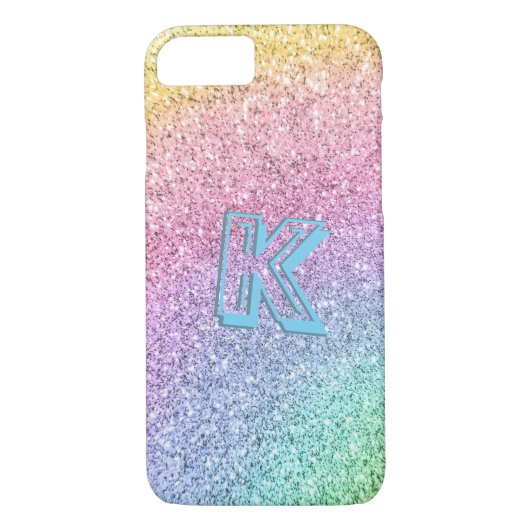 Geweldige pastel Glitter Girly Monogramed Custom Case-Mate iPhone Case (Achterkant)
