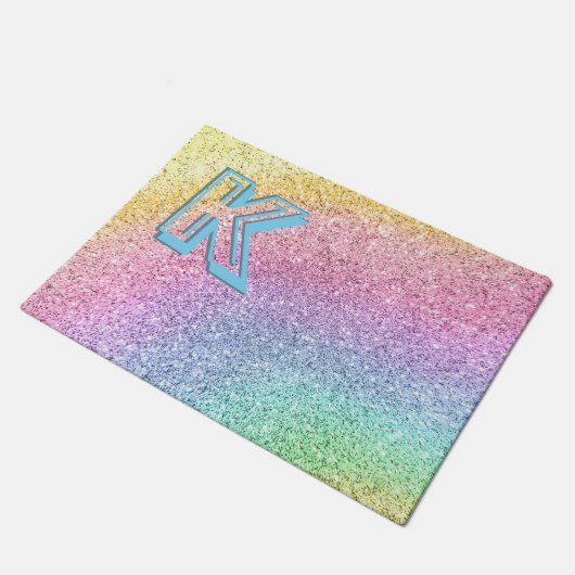 Geweldige pastel Glitter Girly Monogramed Custom Deurmat (Schuin)