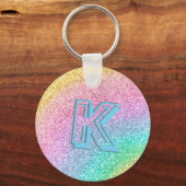 Geweldige pastel Glitter Girly Monogramed Custom Sleutelhanger (Voorkant)