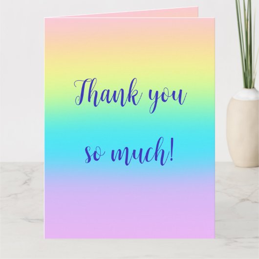 Geweldige pastel regenbooggradiënt bruiloft Dank u Bedankkaart (Voorkant)