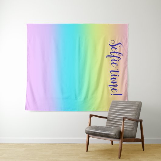 Geweldige pastelregenbooggradiënt weduwschap Selfi Wandkleed (In Situ (horizontaal))