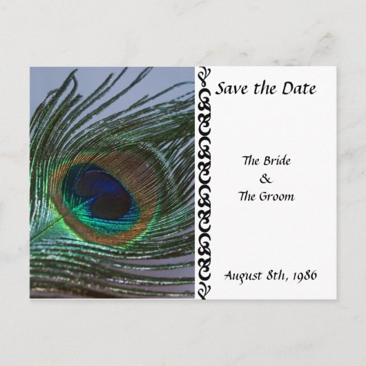 Geweldige Peacock Save the Date Briefkaart (Voorkant)
