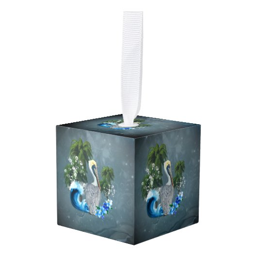 Geweldige pelikaan met golf- en palmbomen decoratie (Voorkant hoekig)