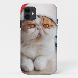 Geweldige perzische kat met het pet van Santa Clau Case-Mate iPhone Case