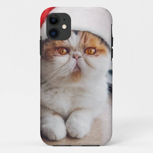 Geweldige perzische kat met het pet van Santa Clau Case-Mate iPhone Case (Achterkant)