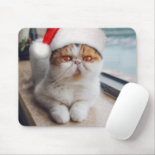 Geweldige perzische kat met het pet van Santa Clau Muismat