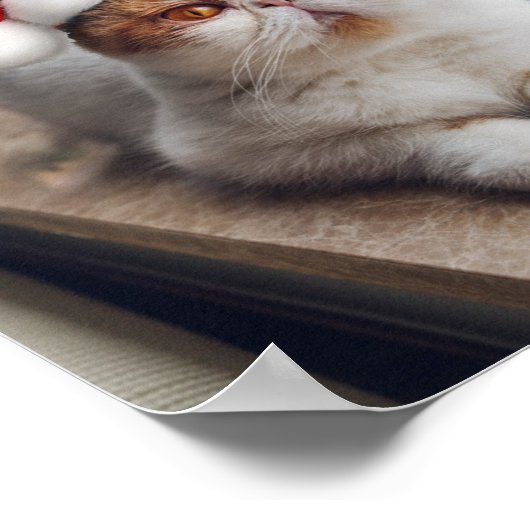 Geweldige perzische kat met het pet van Santa Clau Poster (Hoek)