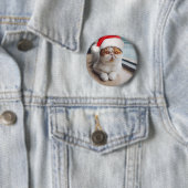 Geweldige perzische kat met het pet van Santa Clau Ronde Button 5,7 Cm (In situ)