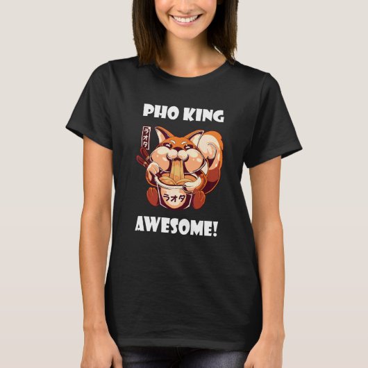 Geweldige Pho Fox Pho Bowl Vietnamese Noodle Soep T-shirt (Voorkant)