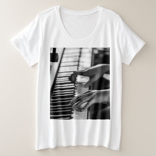 Geweldige piano grote maat t-shirt (Design voorkant)