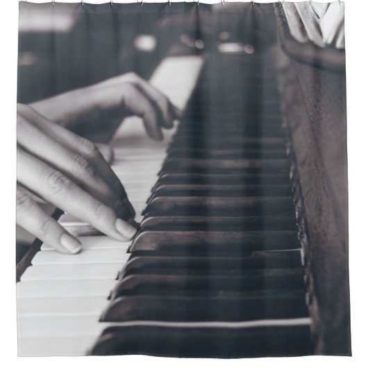 Geweldige Pianodesign Douchegordijn (Voorkant)