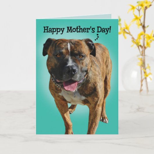 Geweldige Pit Bull Moederdag Kaart (Gele Bloem)
