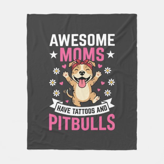 Geweldige Pitbull Moeders Hebben Tattoos Grappige Fleece Deken (Voorkant)