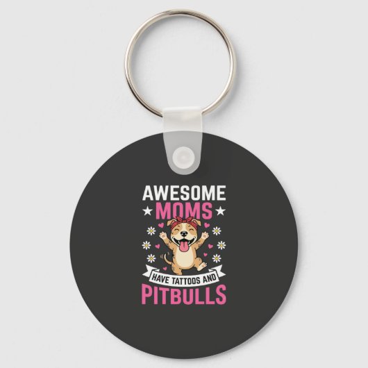 Geweldige Pitbull Moeders Hebben Tattoos Grappige Sleutelhanger (Voorkant)
