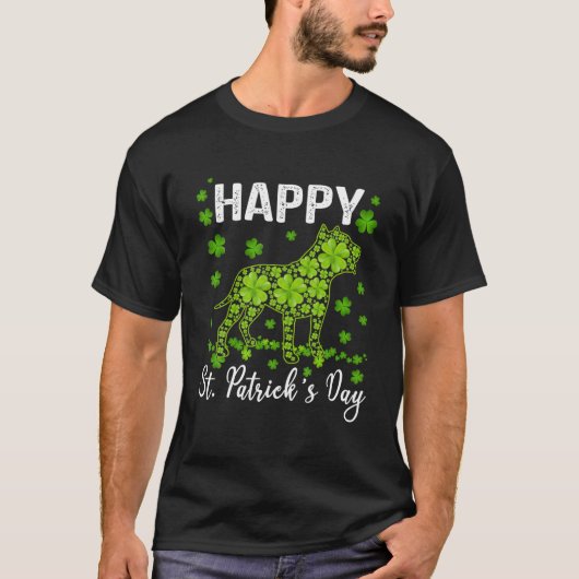 Geweldige Pitbull Saint Patrick's Day Dog Dad Ma T-shirt (Voorkant)