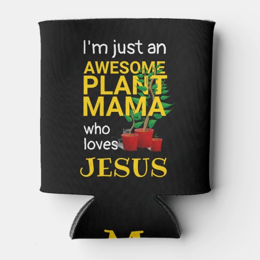 GEWELDIGE PLANT MAMA LOVES JESUS Monogram Blikjeskoeler (Voorkant)