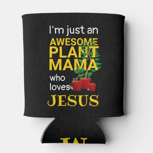 GEWELDIGE PLANT MAMA LOVES JESUS Monogram Blikjeskoeler (Achterkant)
