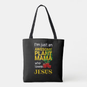 GEWELDIGE PLANT MAMA LOVES JESUS TOTE BAG (Achterkant)