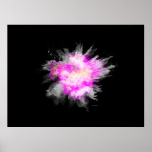 Geweldige poeder Verf Explosie Roze Geel Wit Poster