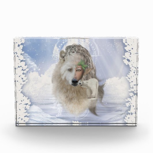 Geweldige polarwolf met fee, polarbeer en sneeuw t fotoblokken (Voorkant)