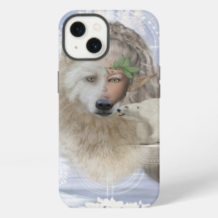 Geweldige polarwolf met harige, polarbeer en sneeu iPhone 13 hoesje