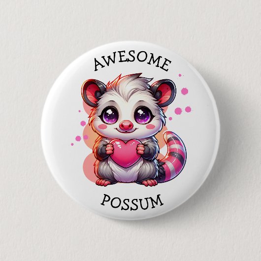 Geweldige possum | Schattigee Cartoon opossum Ronde Button 5,7 Cm (Voorkant)