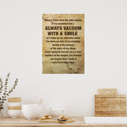 geweldige Poster "VACUUM W/ SMILE" (GRATITUDE) (Keuken)