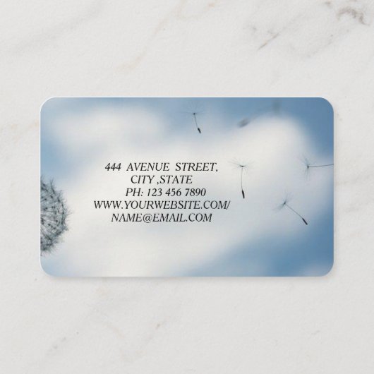 Geweldige prachtige Cool Trendy Blue Dandelion Visitekaartje (Achterkant)