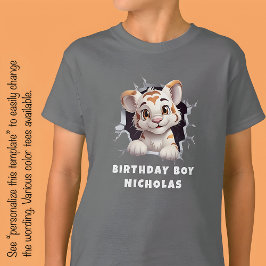 Geweldige pret Tijgerwelp gluurt uit gat Wit F T-shirt