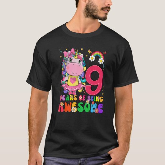 Geweldige prinses Unicorn Birthday 8-jarig meisje T-shirt (Voorkant)