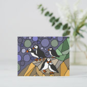 Geweldige Puffin Bird Art Abstract Origineel Briefkaart (Staand voorkant)