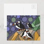 Geweldige Puffin Bird Art Abstract Origineel Briefkaart (Voorkant / Achterkant)