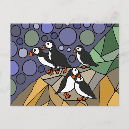 Geweldige Puffin Bird Art Abstract Origineel Briefkaart (Voorkant)