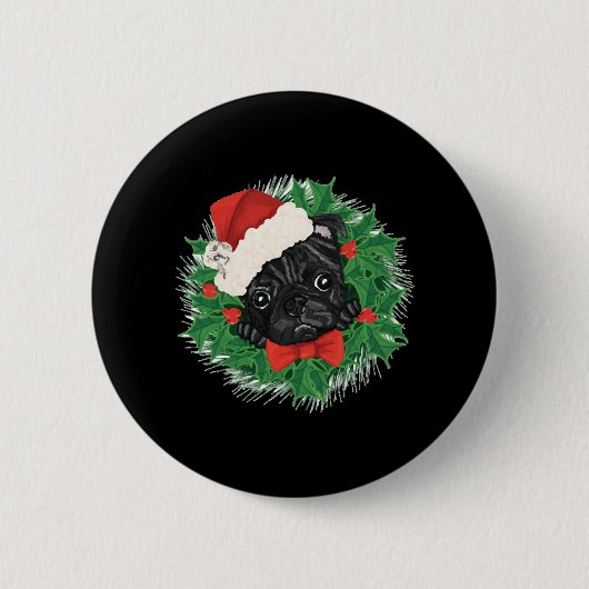 Geweldige Pug Kersttrui Ronde Button 5,7 Cm (Voorkant)