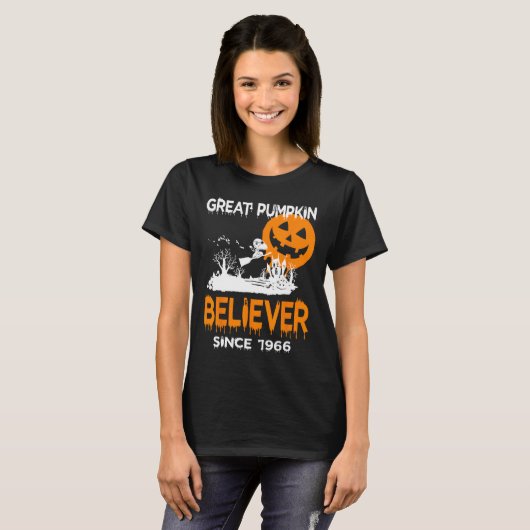 Geweldige Pumpkin Believer Halloween Fun Graphic T-shirt (Voorkant volledig)