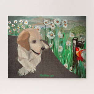 Geweldige puppy, Daisies en Hummingbird Legpuzzel