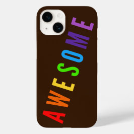GEWELDIGE RAINBOW COLORS POTIVE HAPPY TEKST BROWN Case-Mate iPhone 14 HOESJE