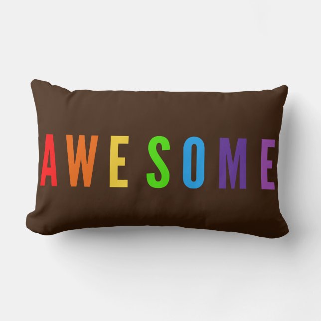 GEWELDIGE RAINBOW COLORS POTIVE HAPPY TEKST BROWN KUSSEN (Voorkant)