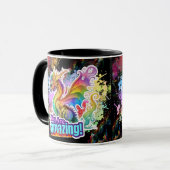 Geweldige Rainbow Soft Pastel Dragon met vleugels Mok (Voorkant links)